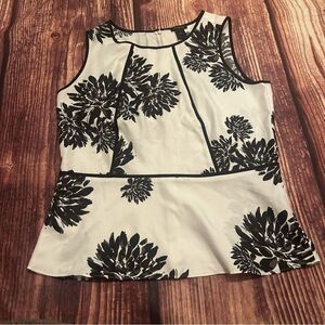 Women’s Ann Taylor Peplum Top Black White Size 8